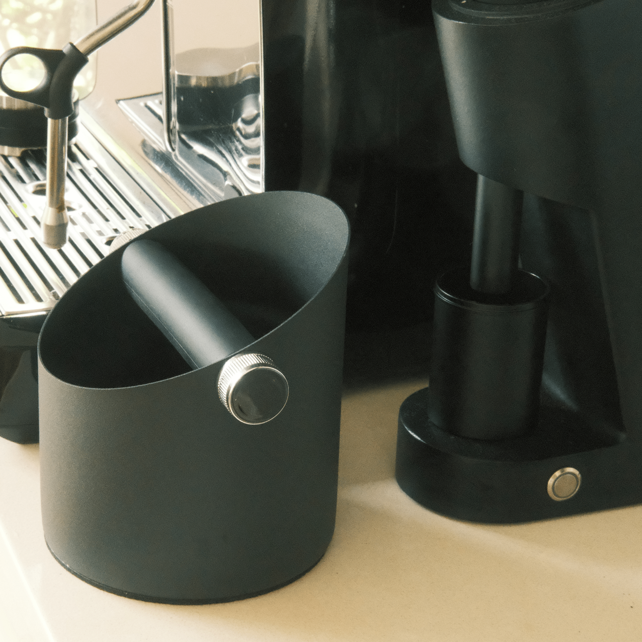 Coffee Knock Box – Black & White — detail view
