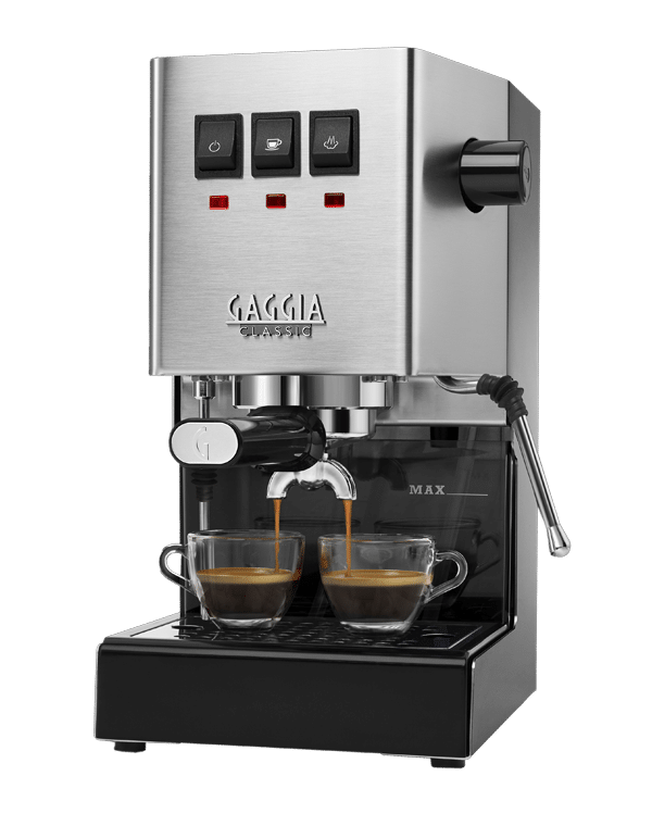 Gaggia Classic E24 espresso machine — 58 mm group, brushed stainless body