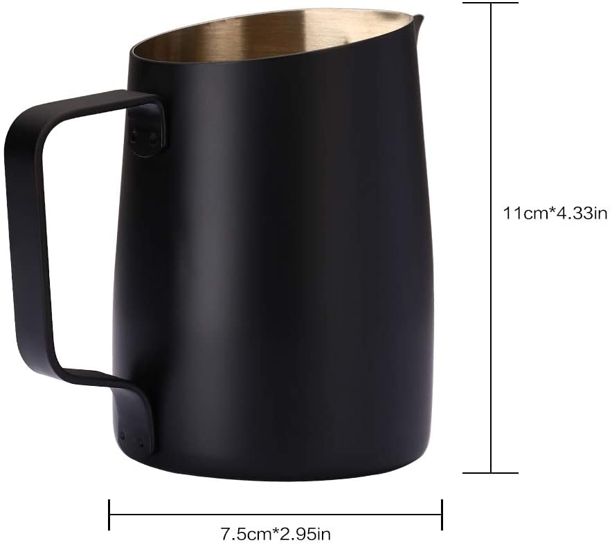 Espresso Milk Frothing Jug - 420ml - Black — detail view