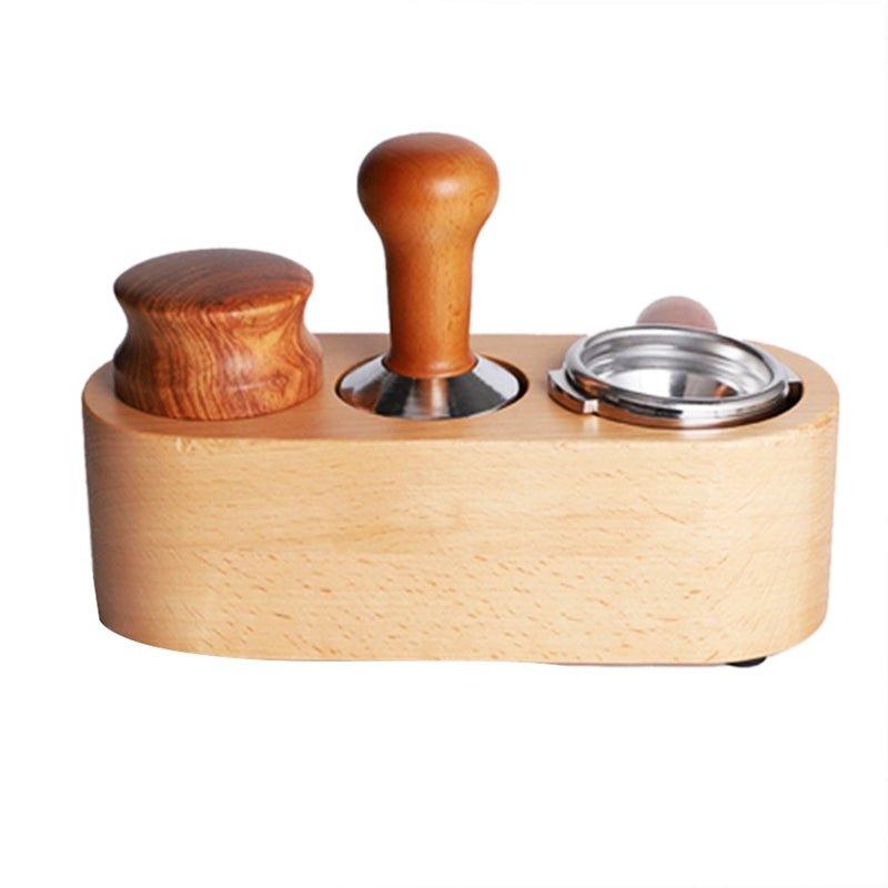 Trio Wooden Coffee Tamper Station And Portafilter Holder — lifestyle shot