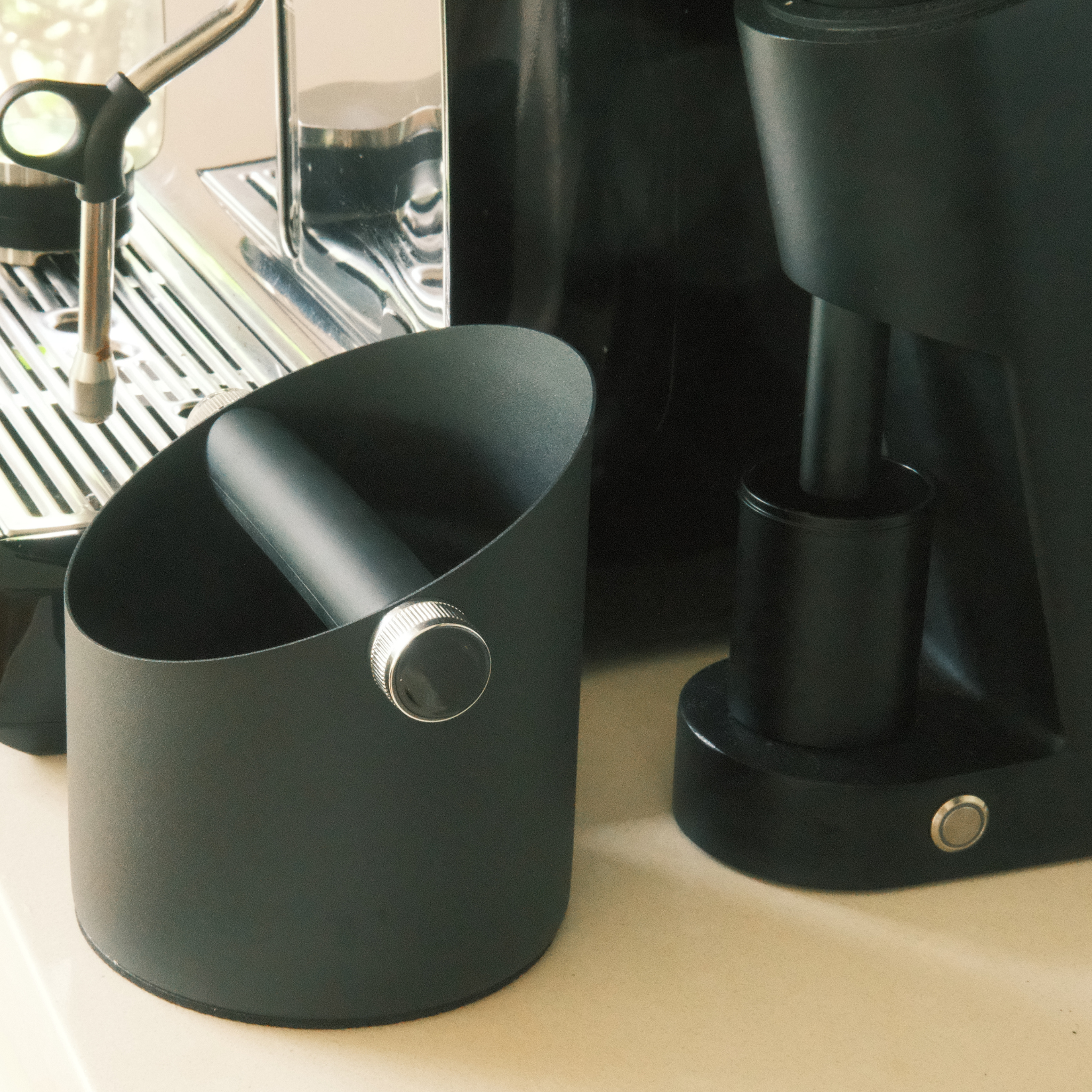 Coffee Knock Box – Black & White — detail view