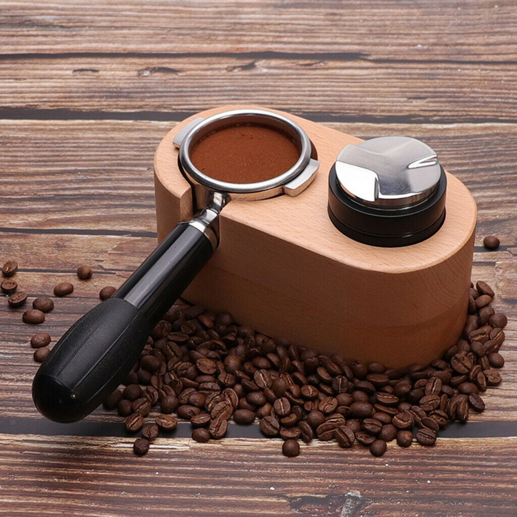 Wooden Coffee Tamper Station And Portafilter Holder